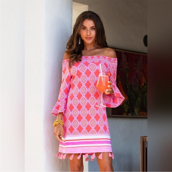 NWT Cabana Life UPF Sun Protection Coral Geo Smocked Dress Cover Up - Size Small - Picture 4 of 15